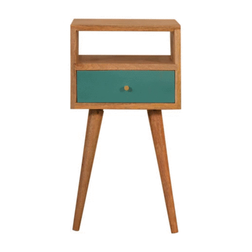 Mini Teal Hand Painted Bedside - Image 9