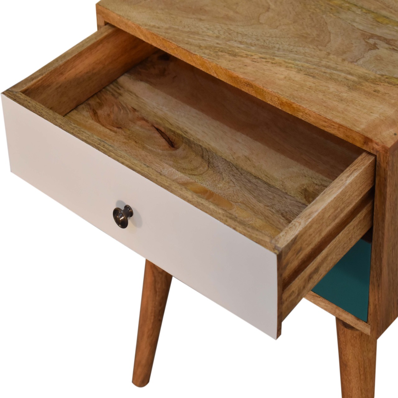 Teal Modern Solid Wood Bedside - Image 4