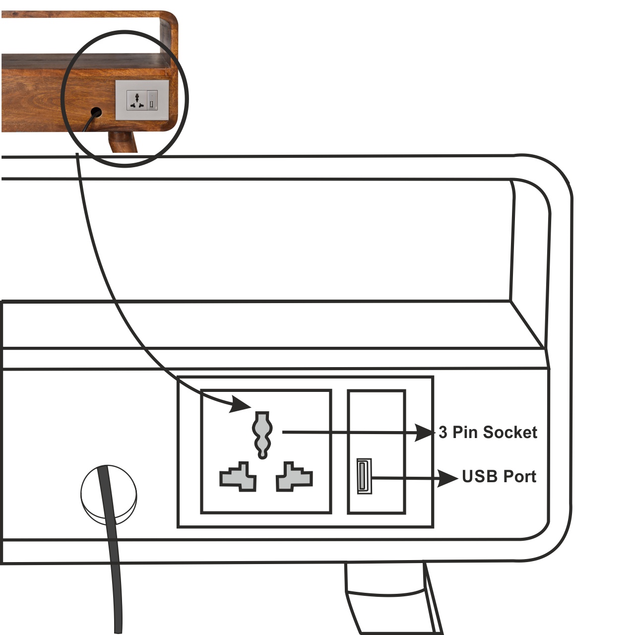 Curve Chestnut Cable TV Unit - Image 11