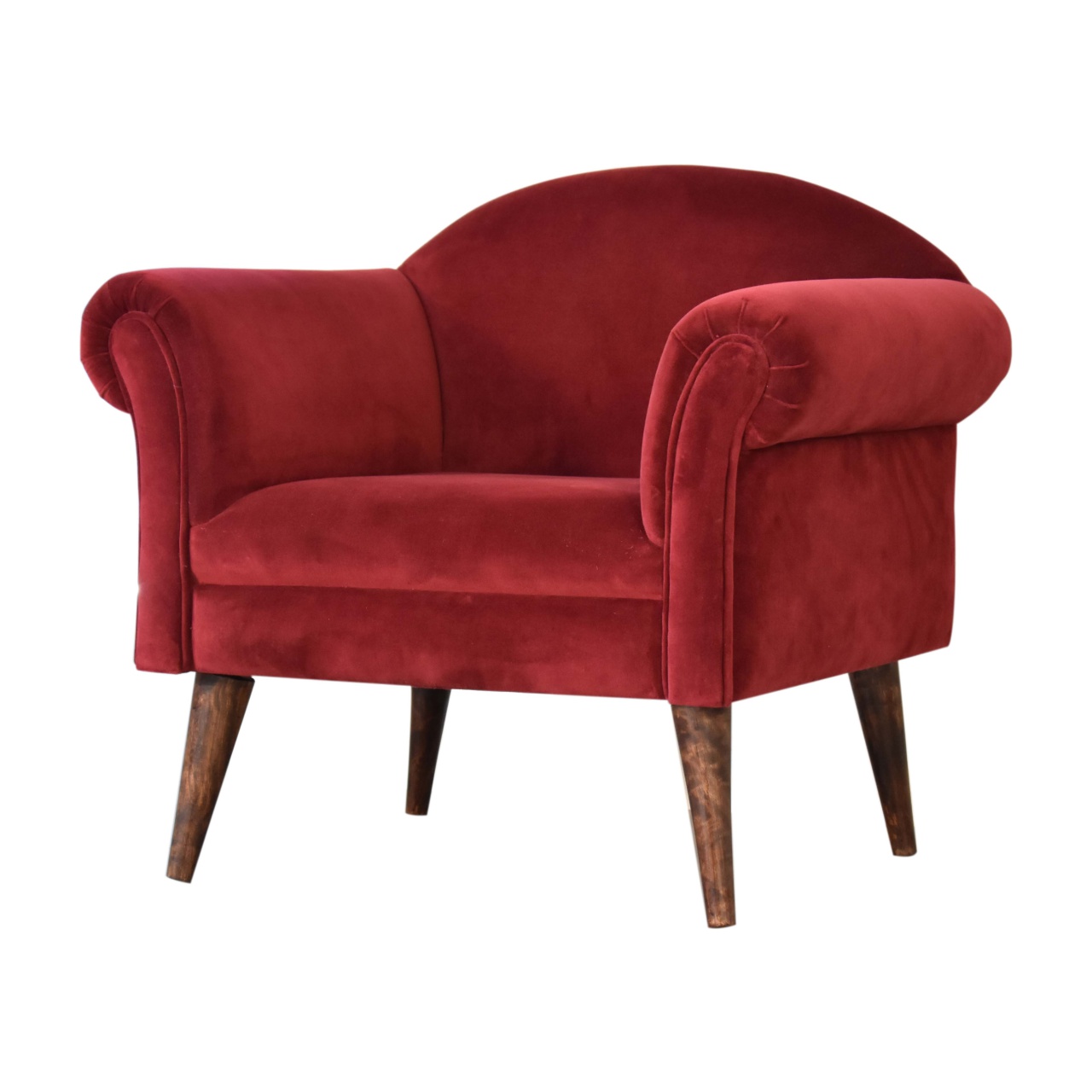 Wine Velvet Nordic Style Armchair - Image 2