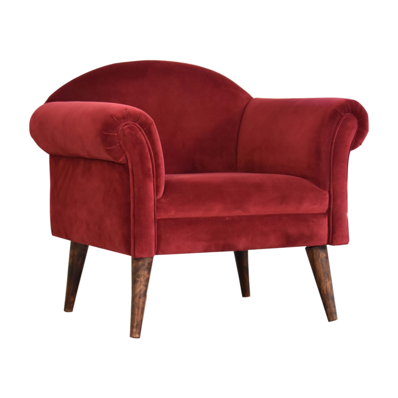 Wine Velvet Nordic Style Armchair - Image 3