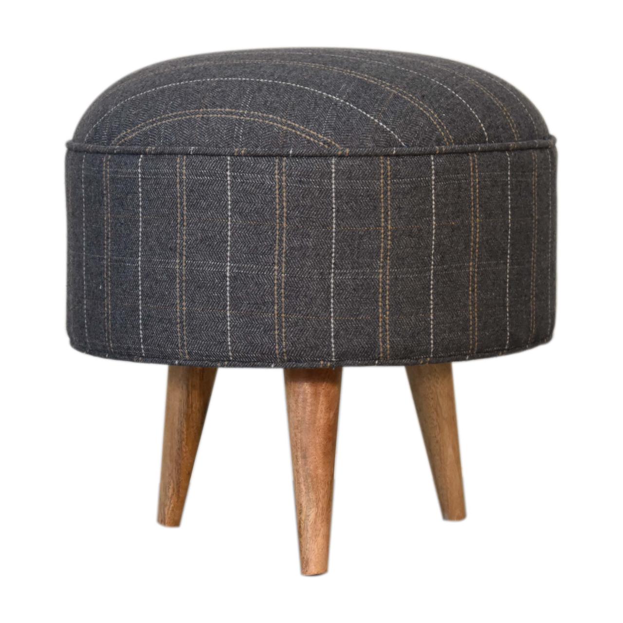 Pewter Tweed Nordic Style Footstool - Image 7
