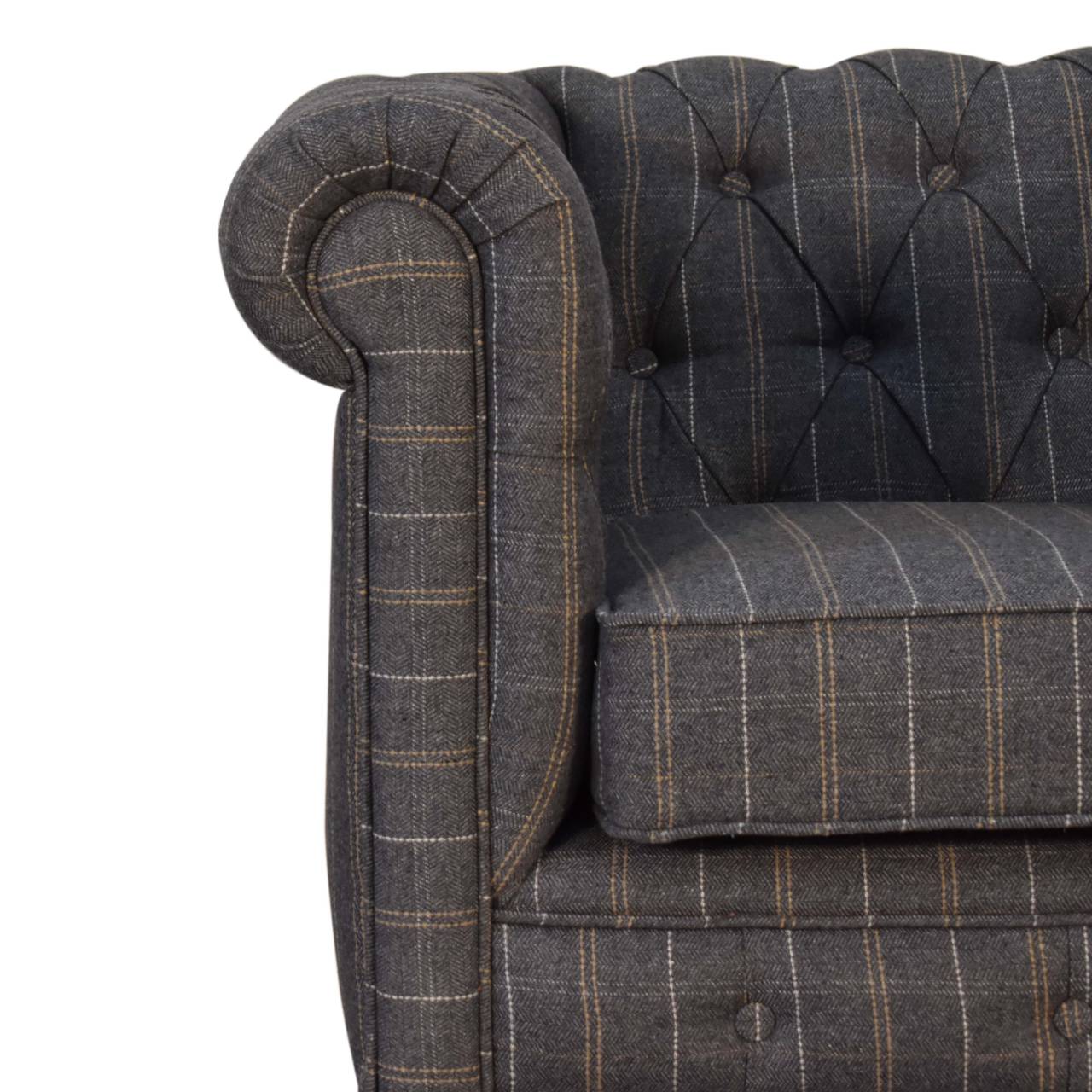Pewter Tweed Chesterfield Armchair - Image 4