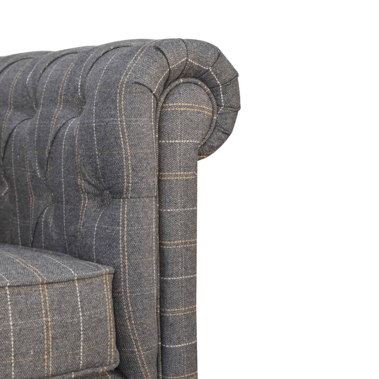 Pewter Tweed Chesterfield Armchair - Image 5