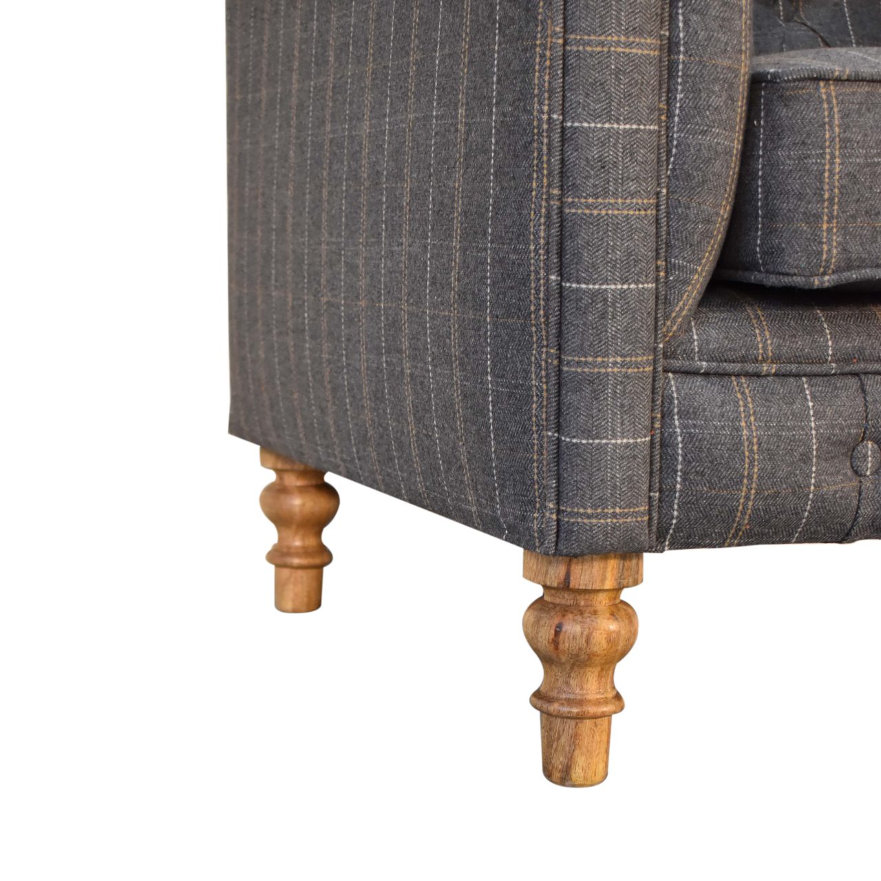 Pewter Tweed Chesterfield Armchair - Image 7