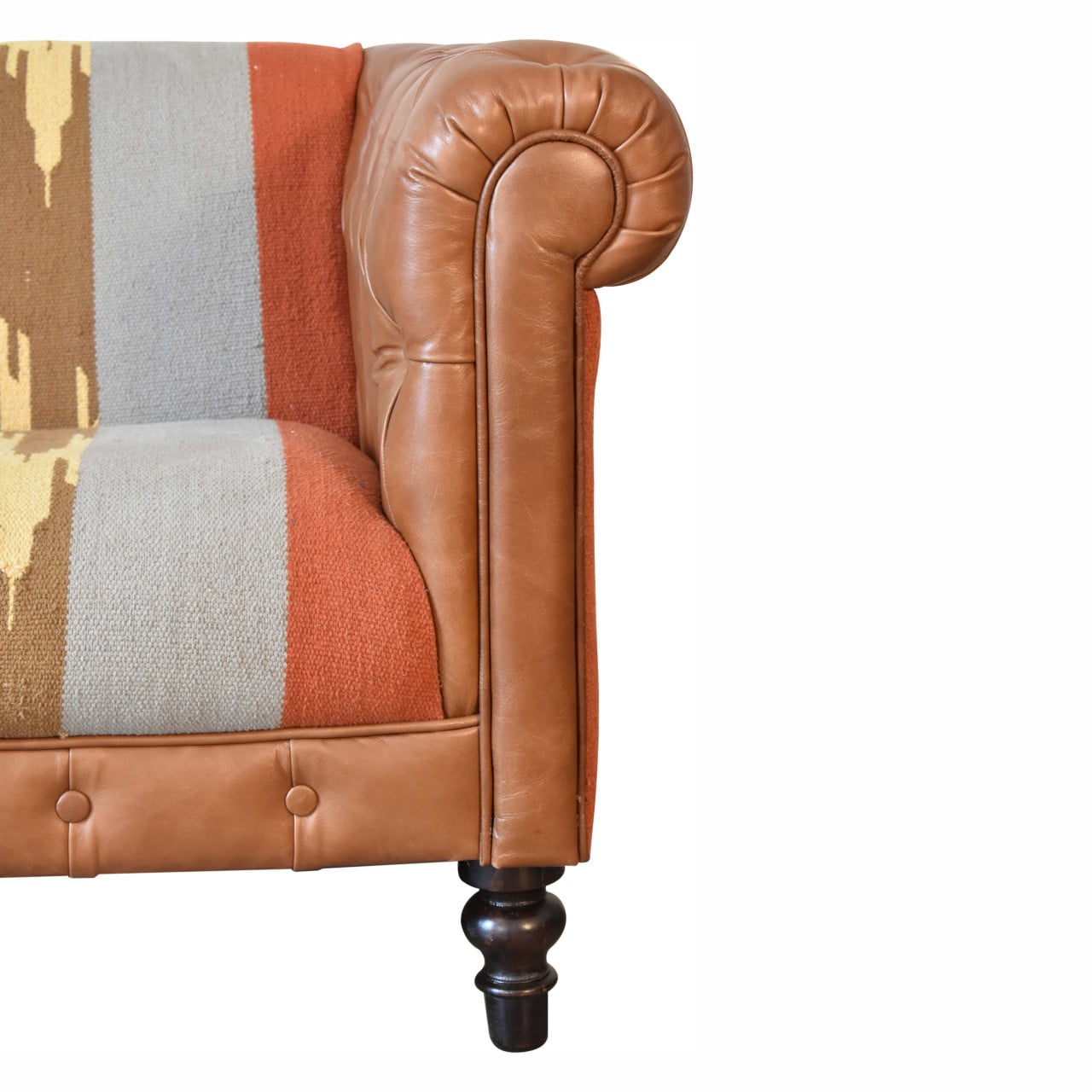Durrie & Leather Mixed Sofa - Image 3
