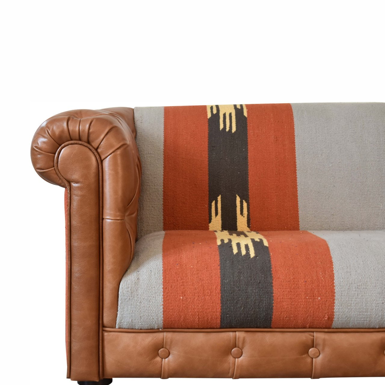 Durrie & Leather Mixed Sofa - Image 5