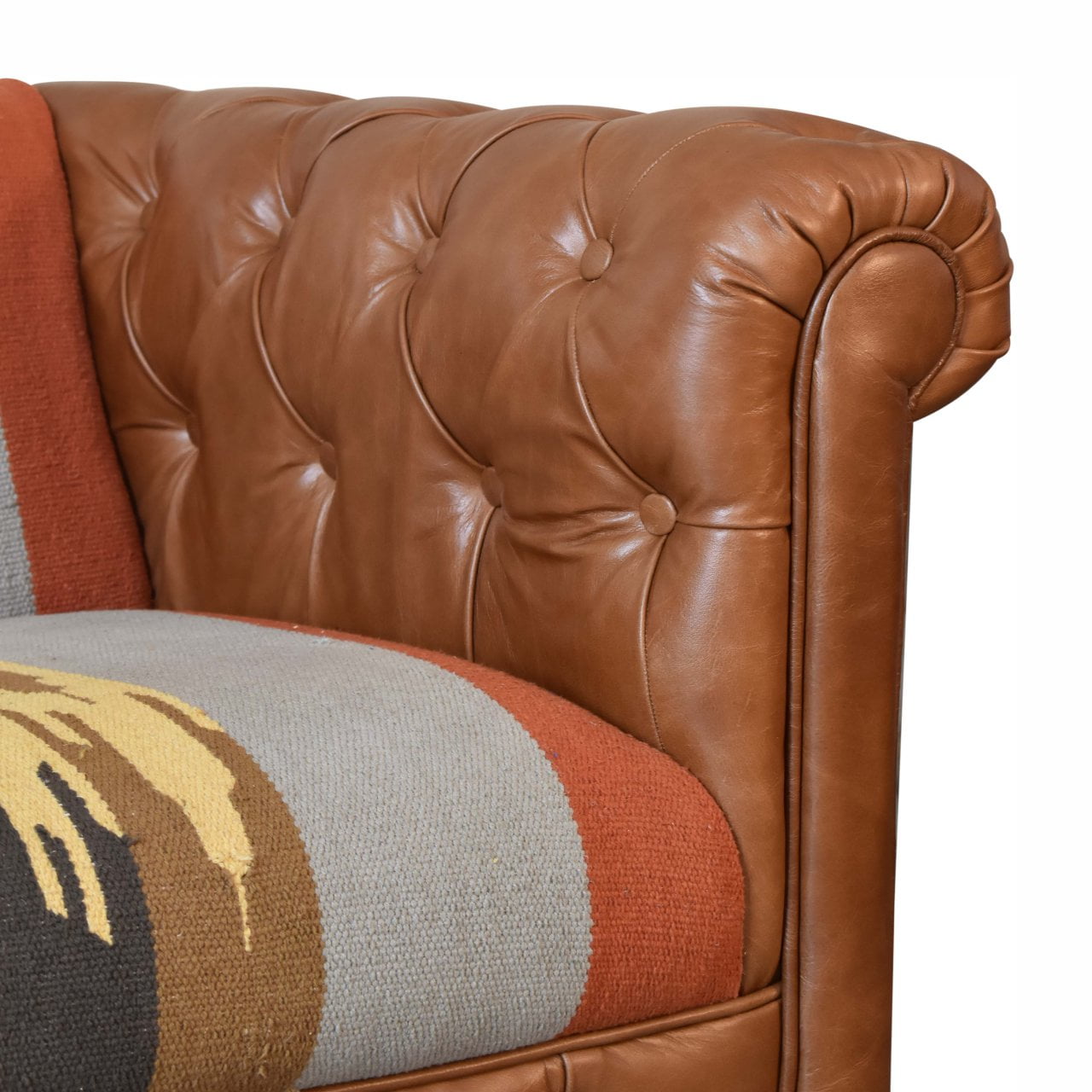 Durrie & Leather Mixed Sofa - Image 6