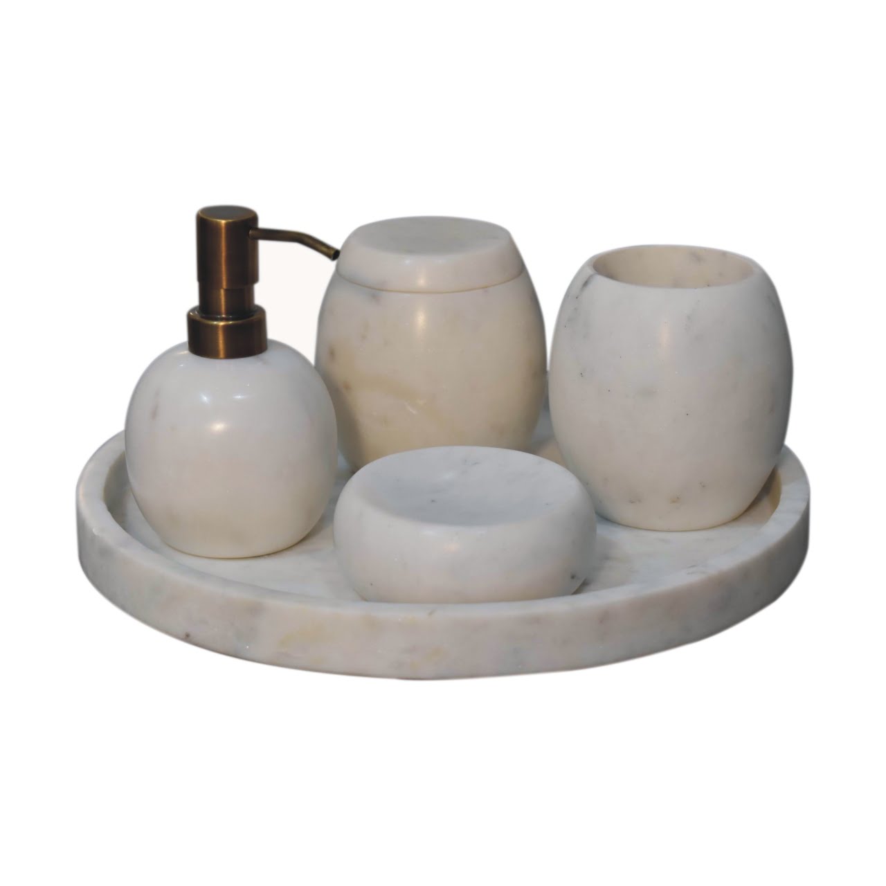 Set of 5 White Marble Bathroom Set - Image 6