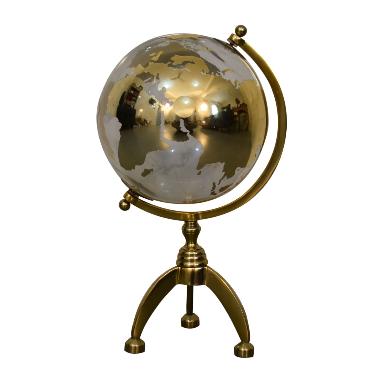 White Globe with Gold Frame - Image 2