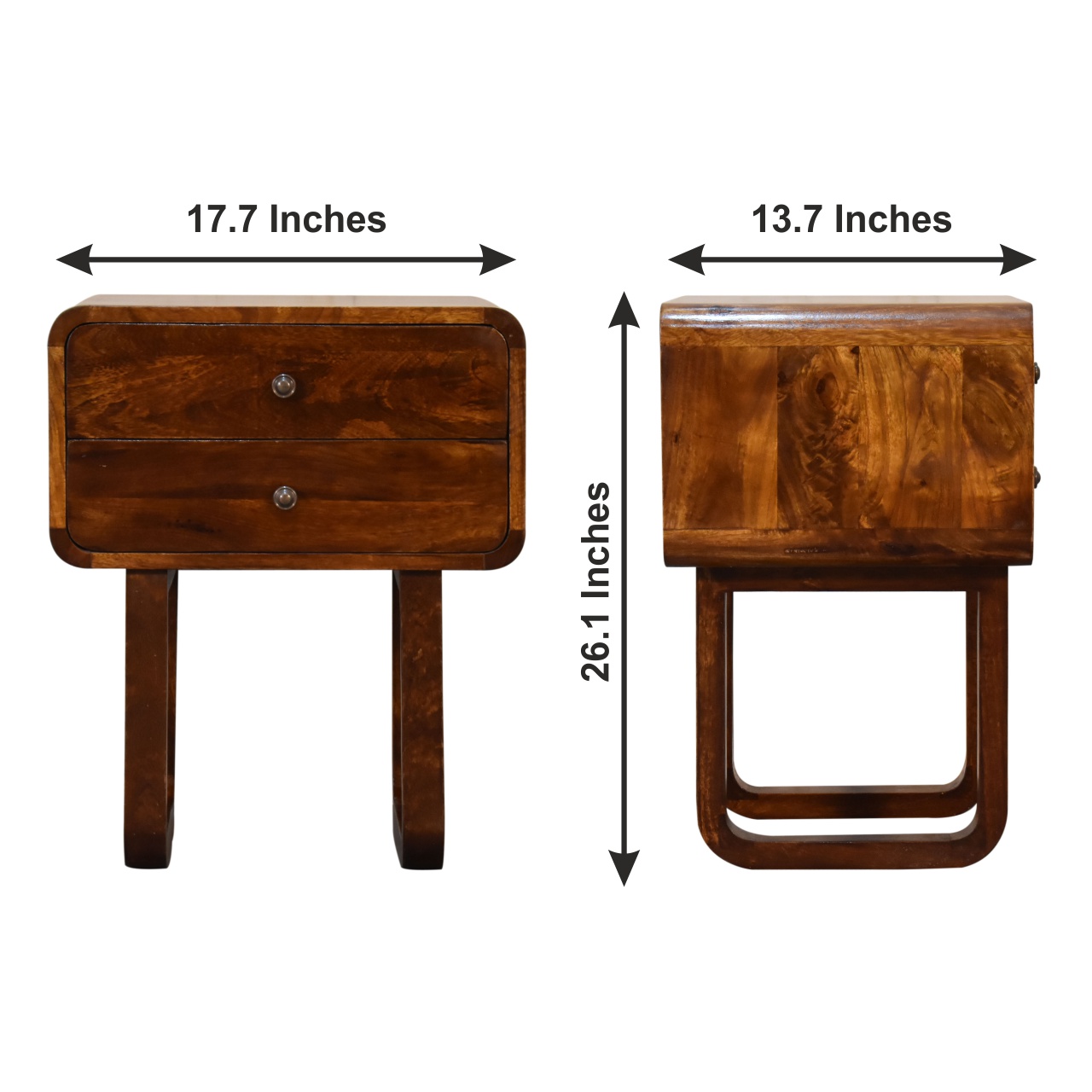 U-Curved Chestnut Bedside - Image 10