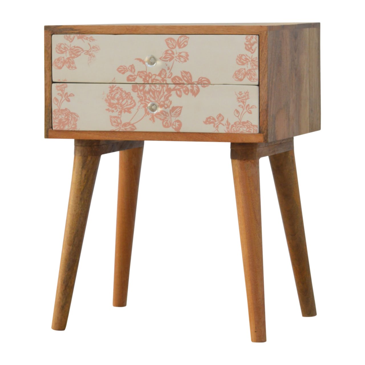 Pink Floral Screen Printed Bedside - Image 2