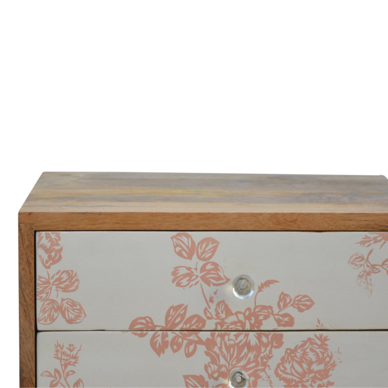 Pink Floral Screen Printed Bedside - Image 3