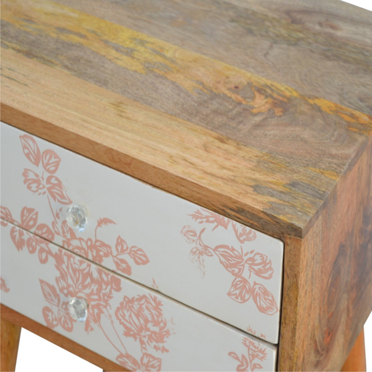 Pink Floral Screen Printed Bedside - Image 4