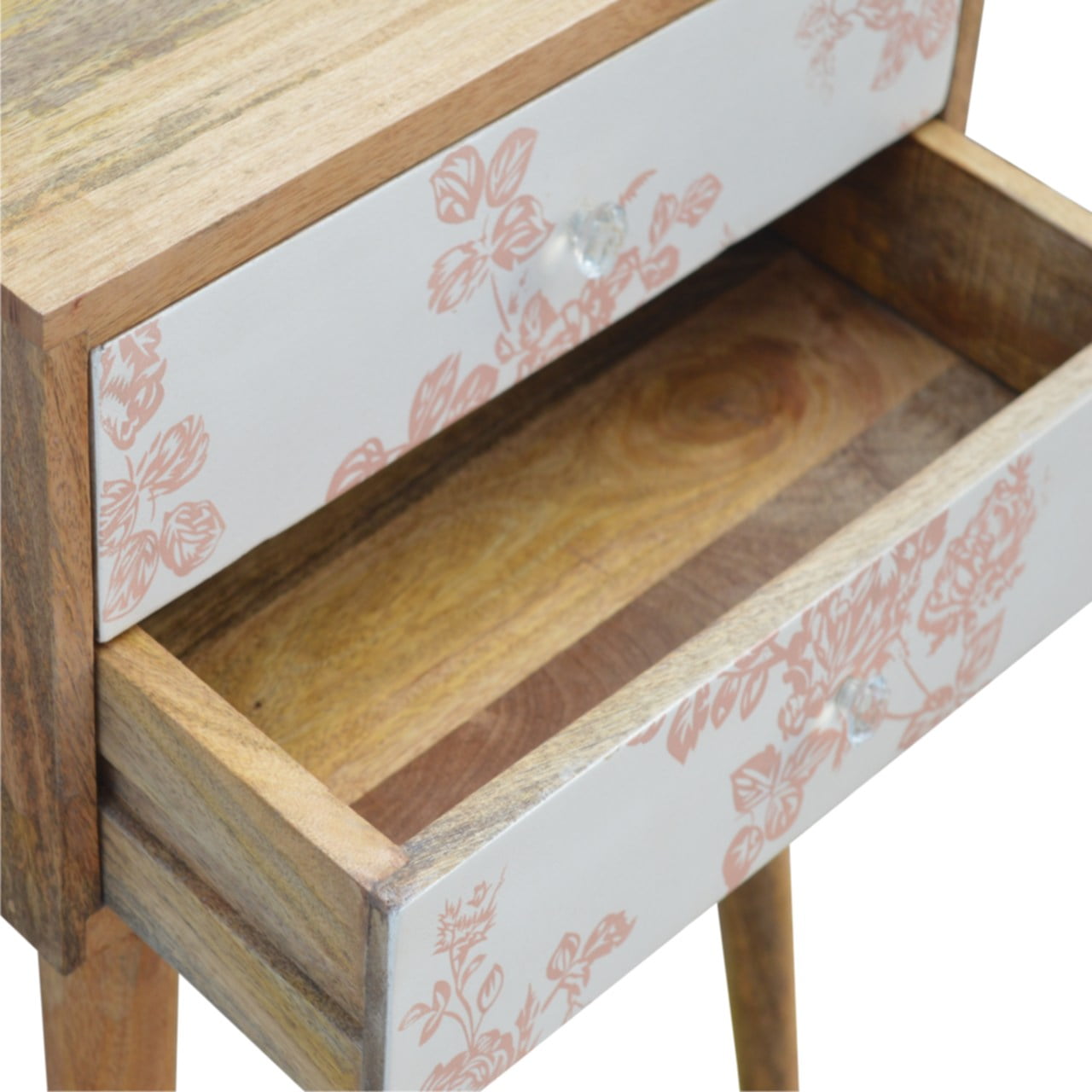 Pink Floral Screen Printed Bedside - Image 5