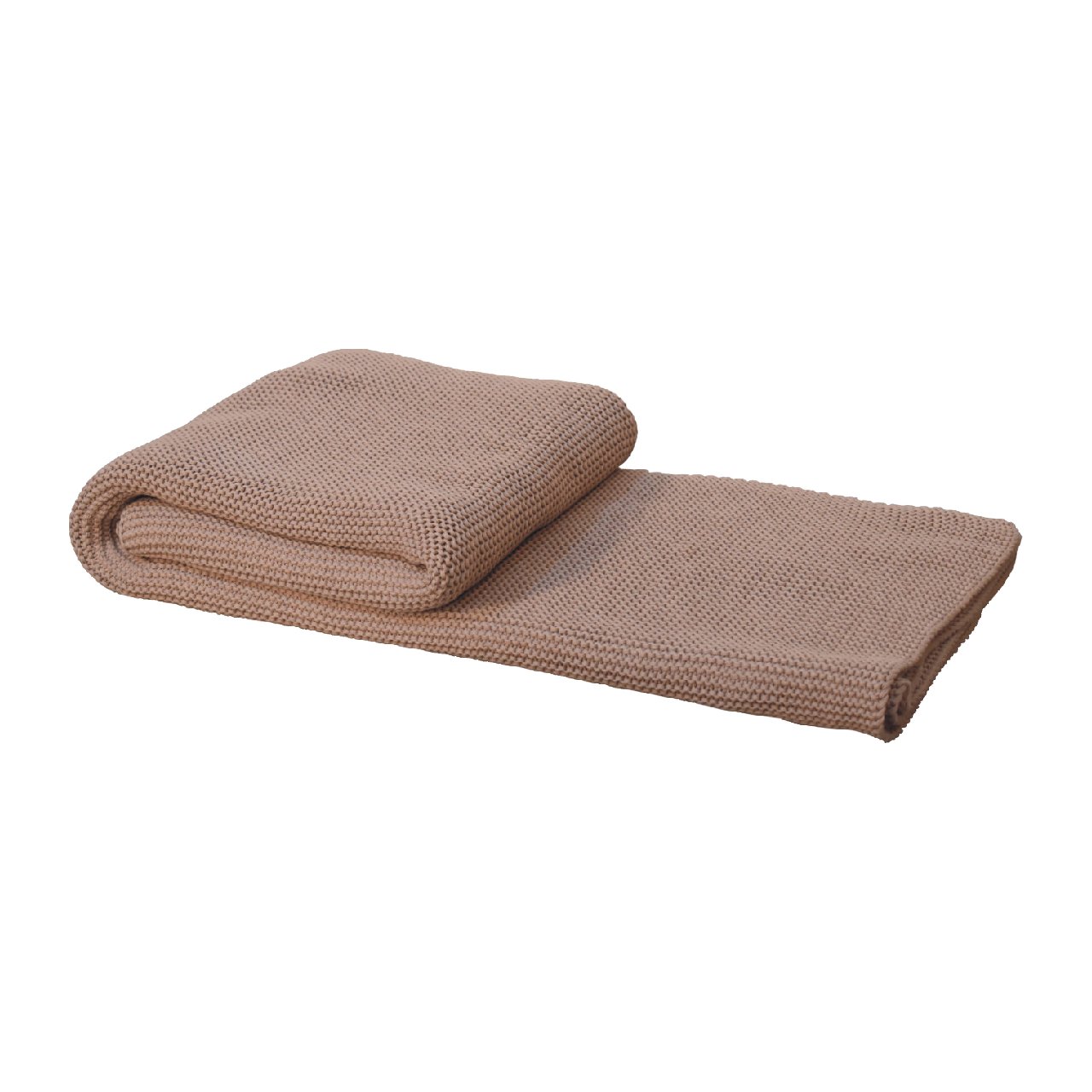 Double Bed Size Beige Knitted Throw - Image 2