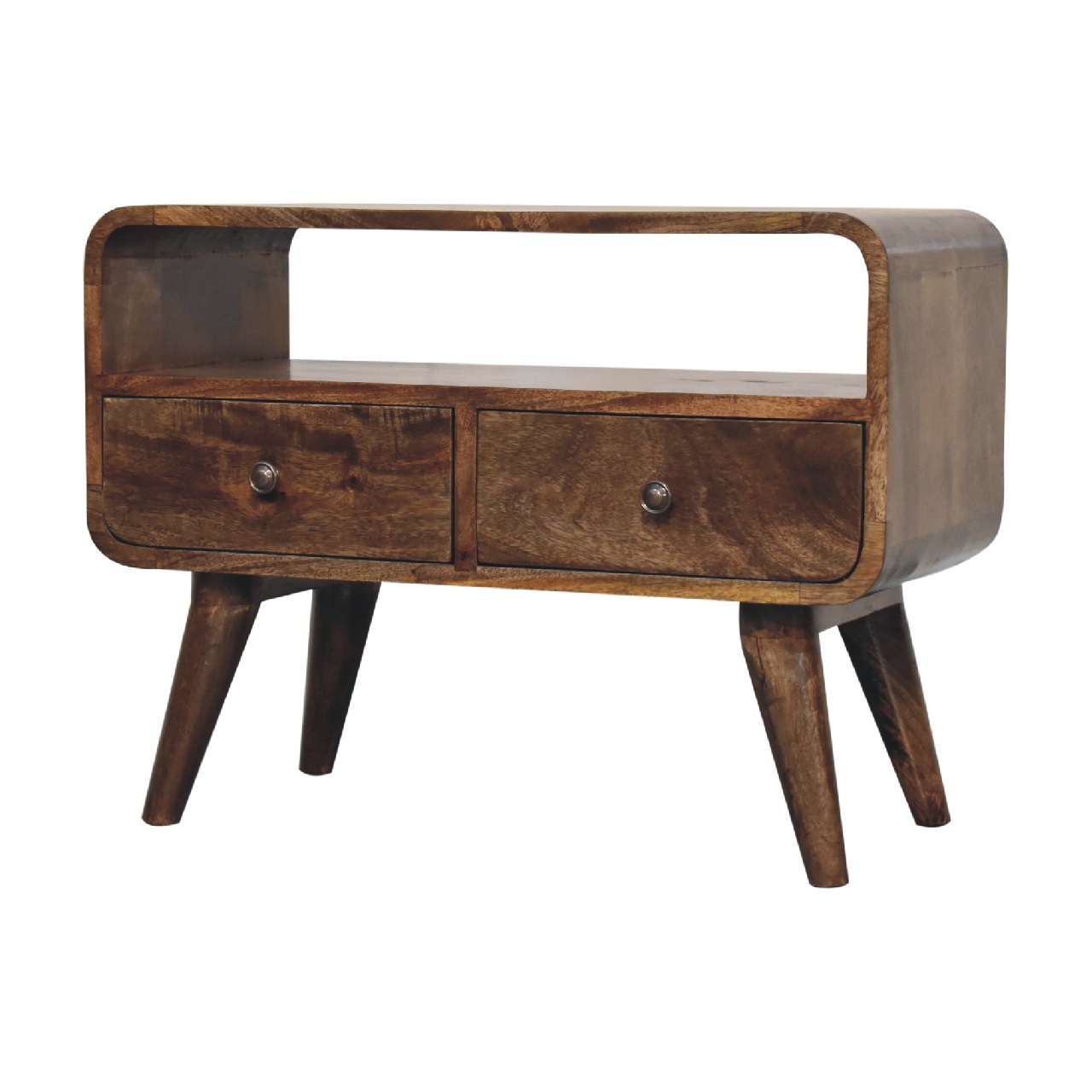 Mini Grey Washed Curved Media Unit - Image 2