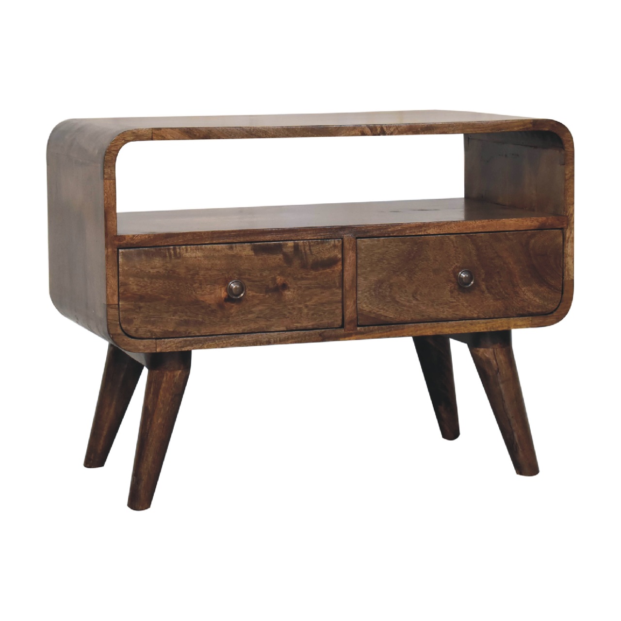 Mini Grey Washed Curved Media Unit - Image 3