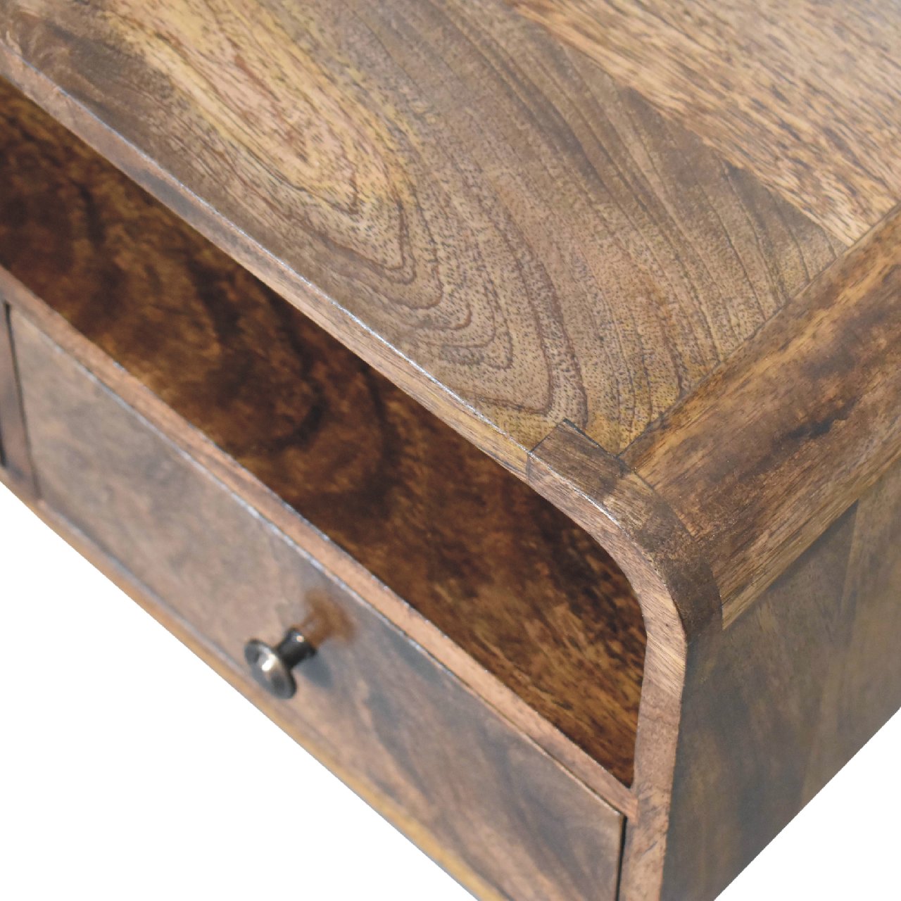Mini Grey Washed Curved Media Unit - Image 5