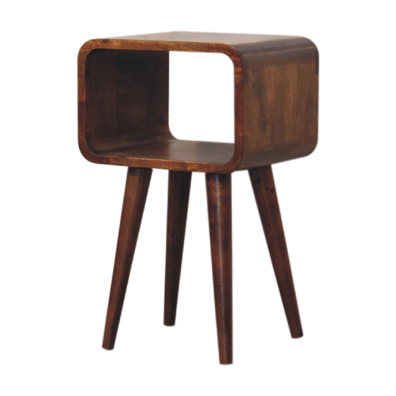 Mini Chestnut Curved Open Bedside - Image 3