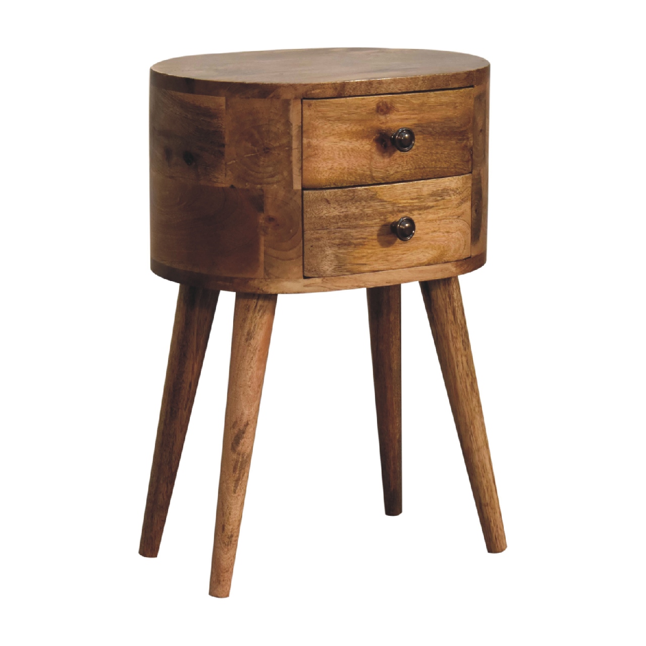 Mini Oak-ish Rounded Bedside Table - Image 2