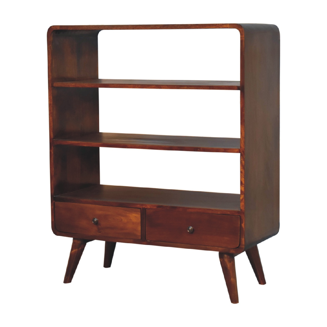 Curved Chestnut Low Bookcase - Image 3
