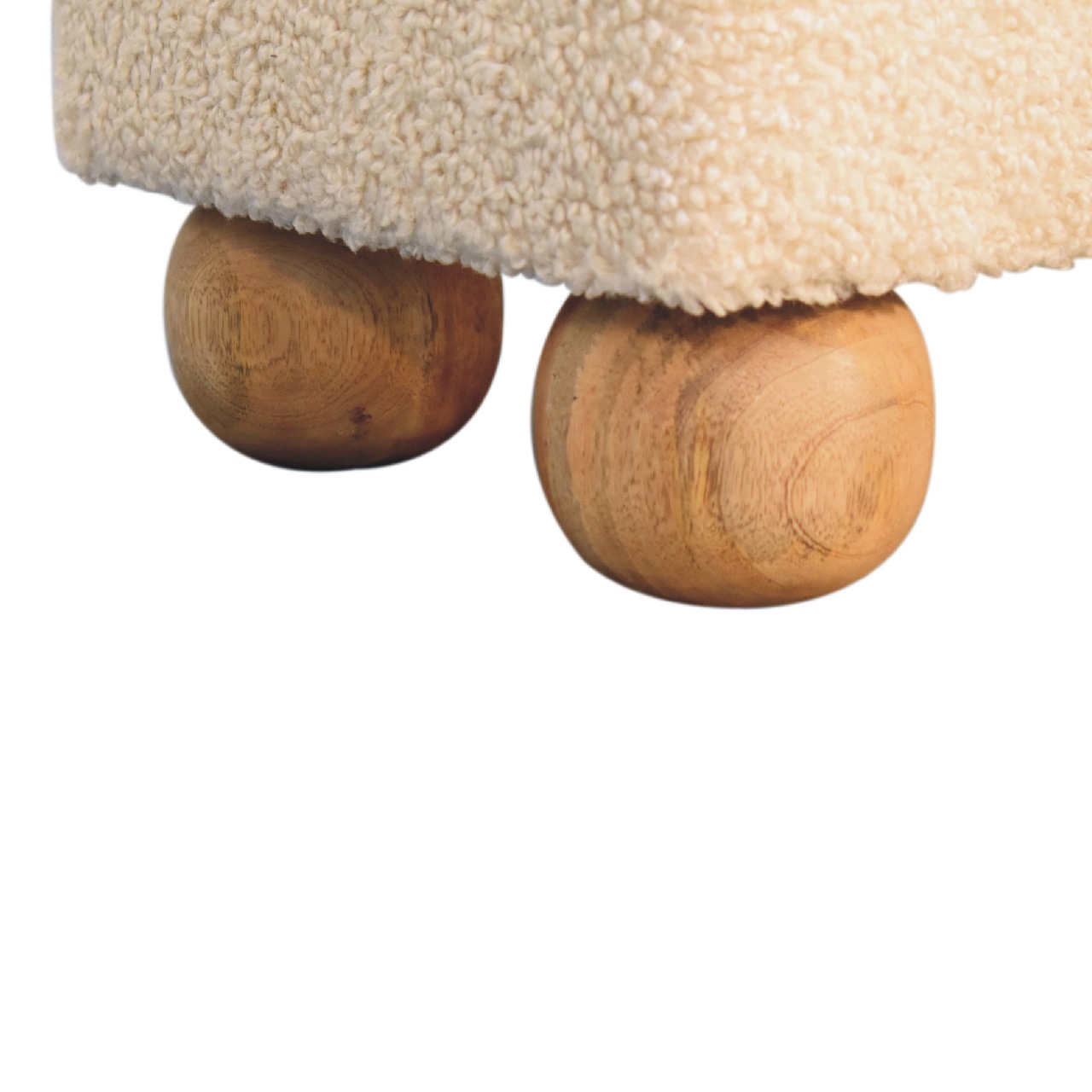Vintage Leather Boucle Ball Footstool - Image 7