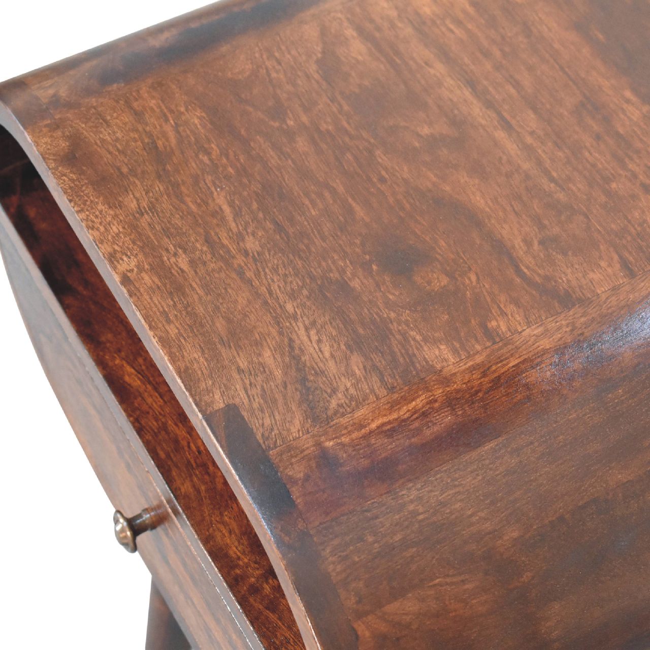 Light Walnut Circular Bedside with Open Slot - Image 5