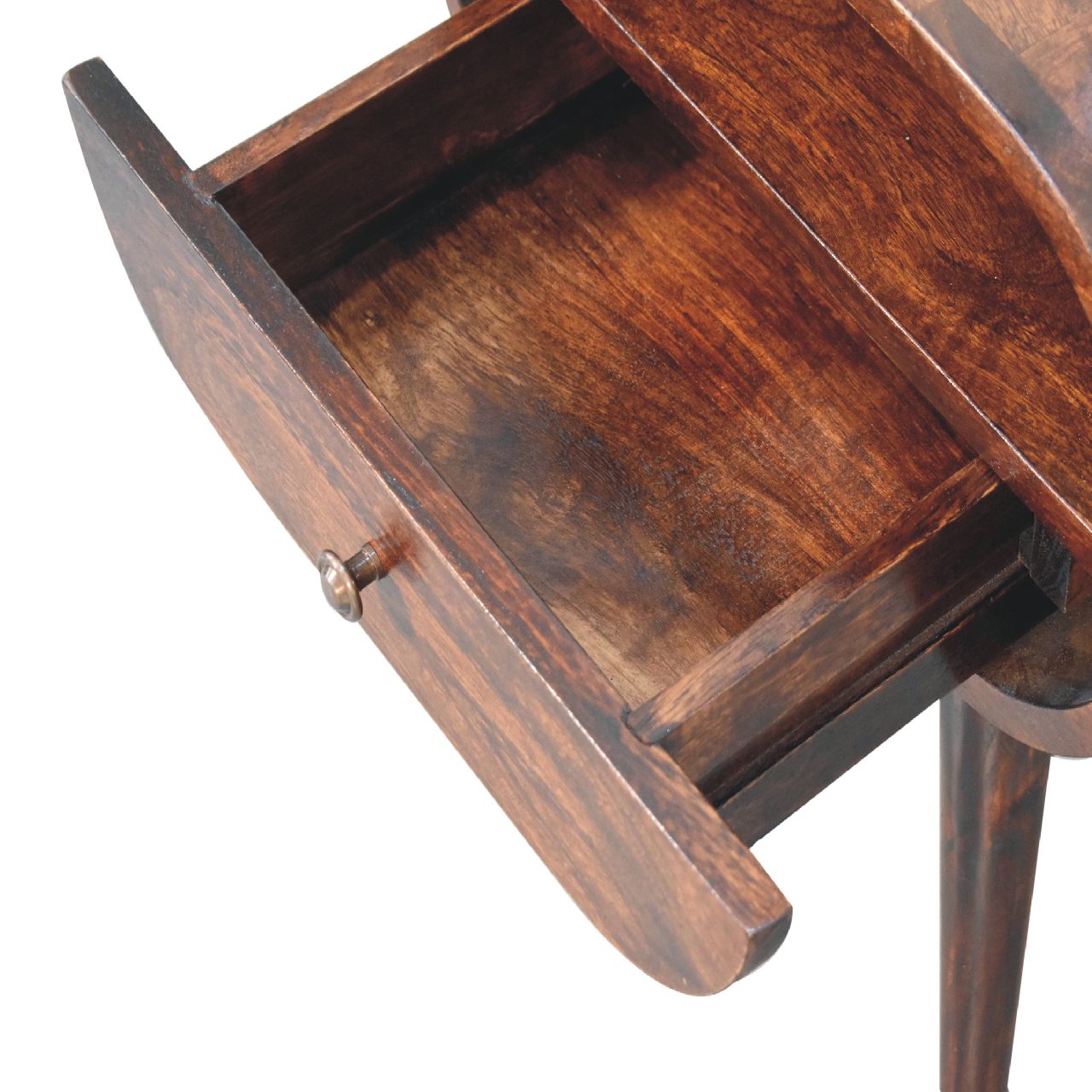Light Walnut Circular Bedside with Open Slot - Image 6
