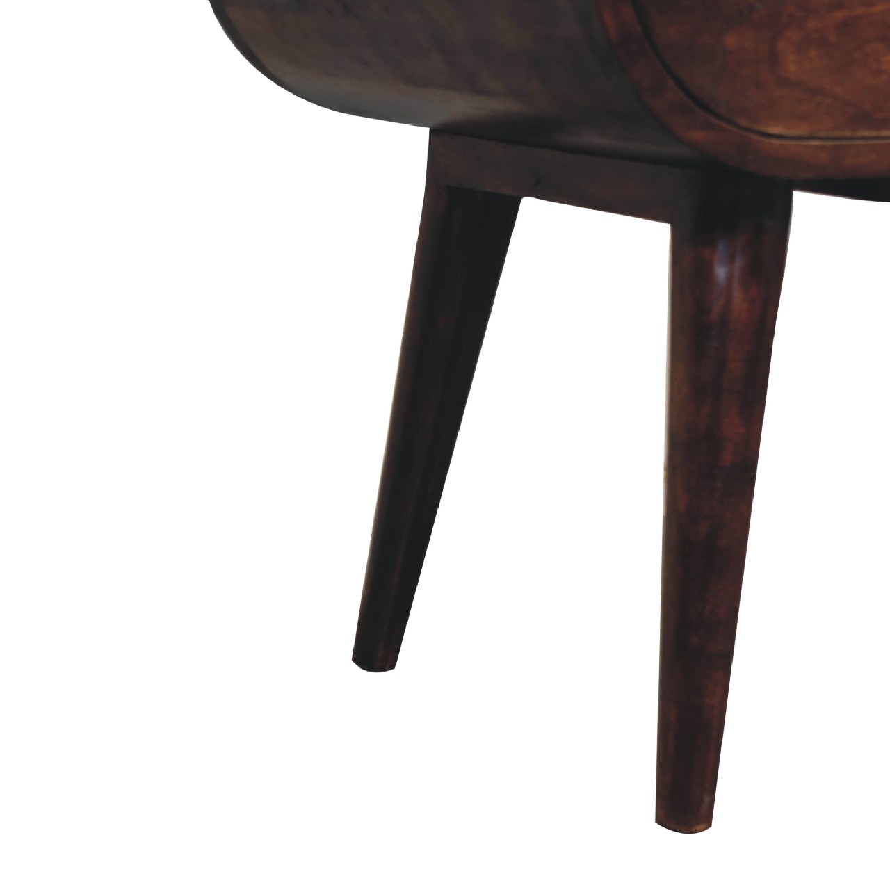 Light Walnut Circular Bedside with Open Slot - Image 7