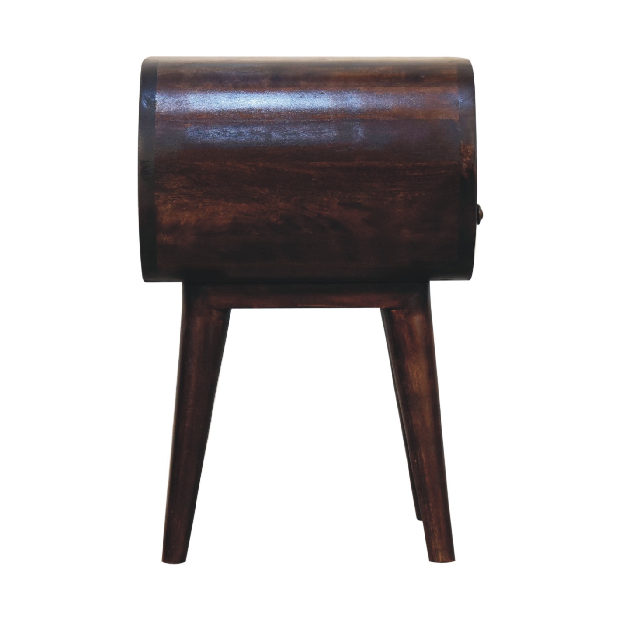 Light Walnut Circular Bedside with Open Slot - Image 8