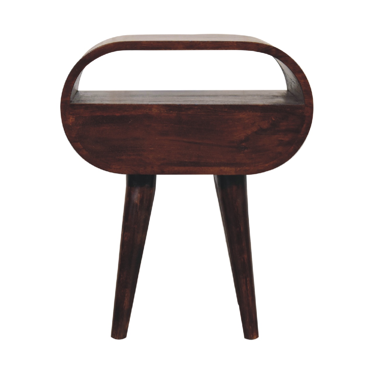 Light Walnut Circular Bedside with Open Slot - Image 9