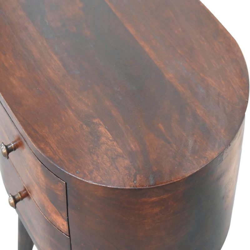 Light Walnut Rounded Bedside Table | The Woodman Furniture ...