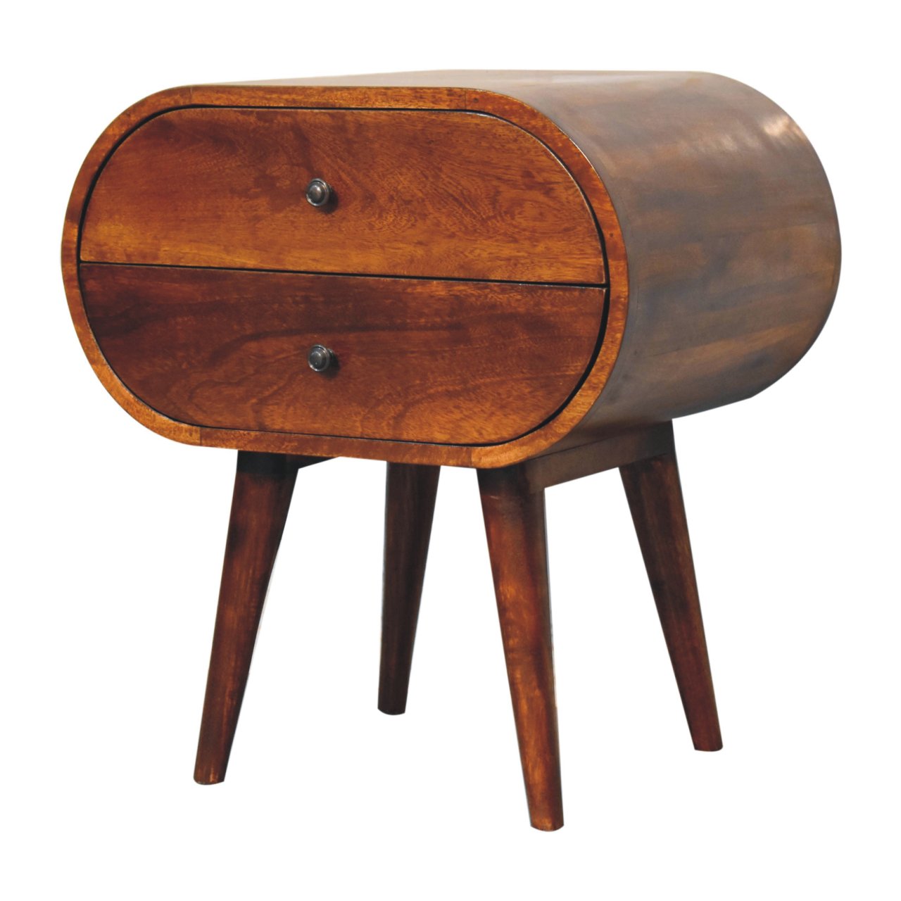 Large Chestnut Circular Bedside - Image 3