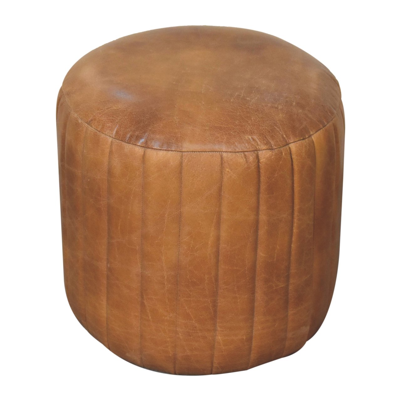 Buffalo Leather Boucle Footstool - Image 2