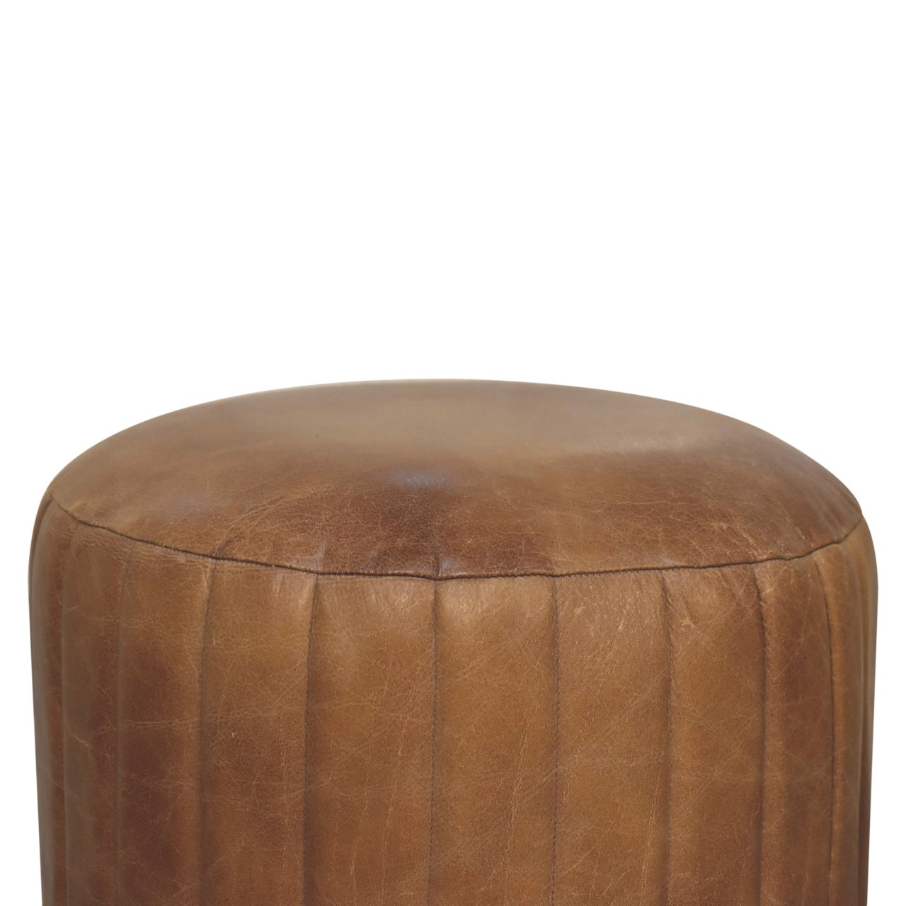 Buffalo Leather Boucle Footstool - Image 3