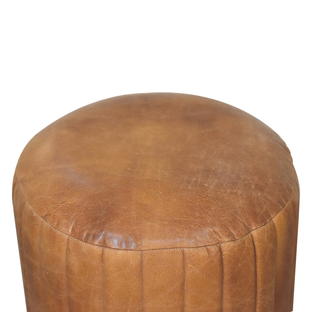Buffalo Leather Boucle Footstool - Image 6
