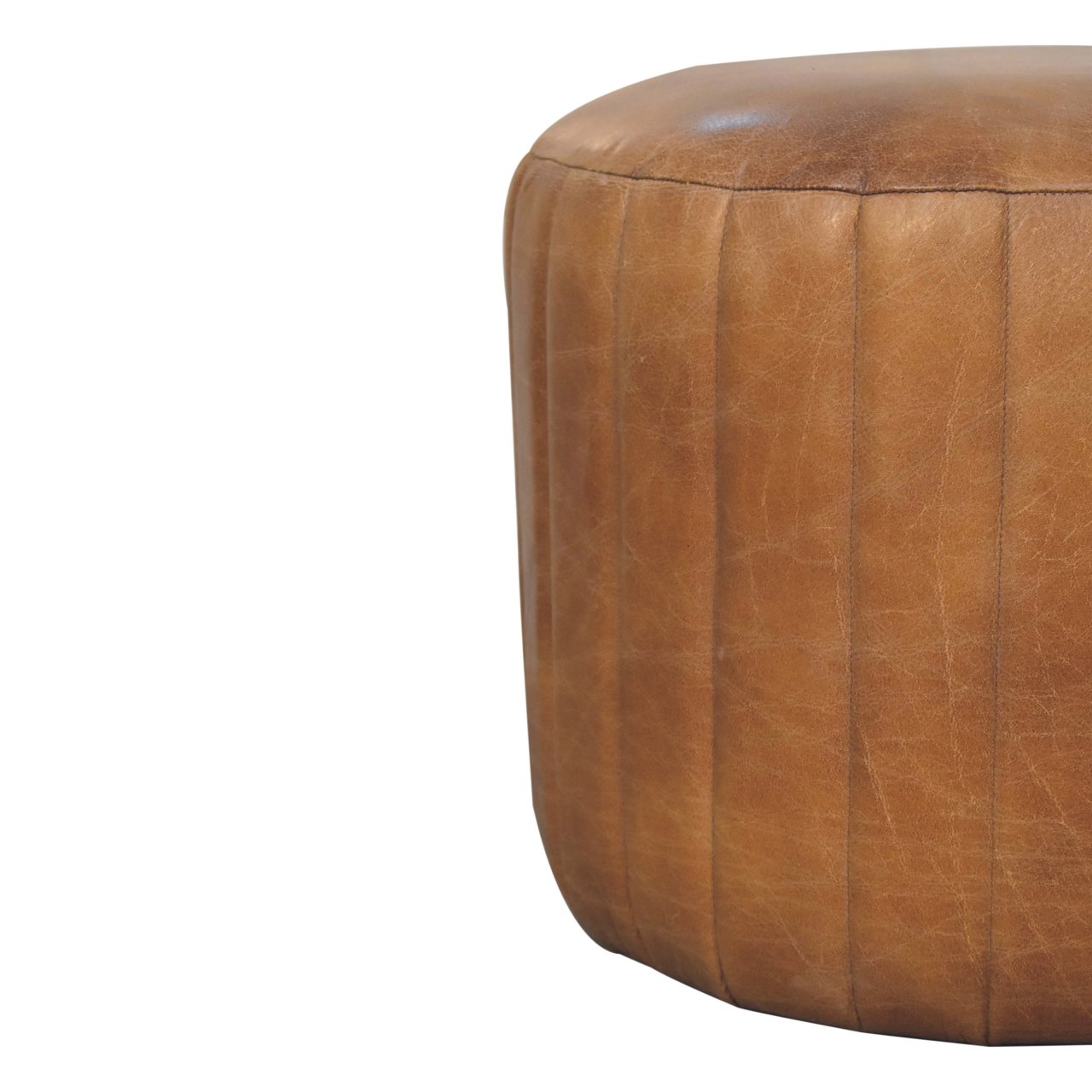 Buffalo Leather Boucle Footstool - Image 7