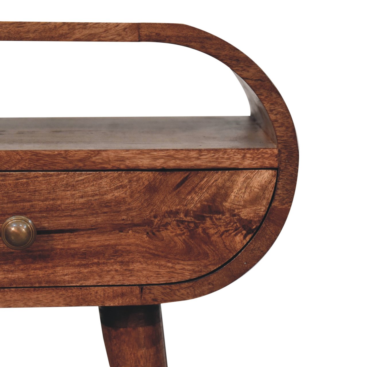 Honey Caramel Circular Bedside with Open Slot - Image 3