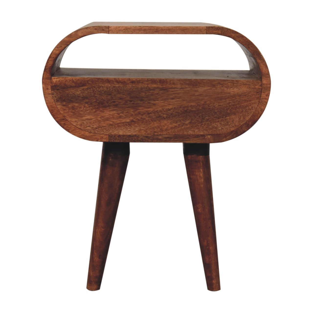 Honey Caramel Circular Bedside with Open Slot - Image 8