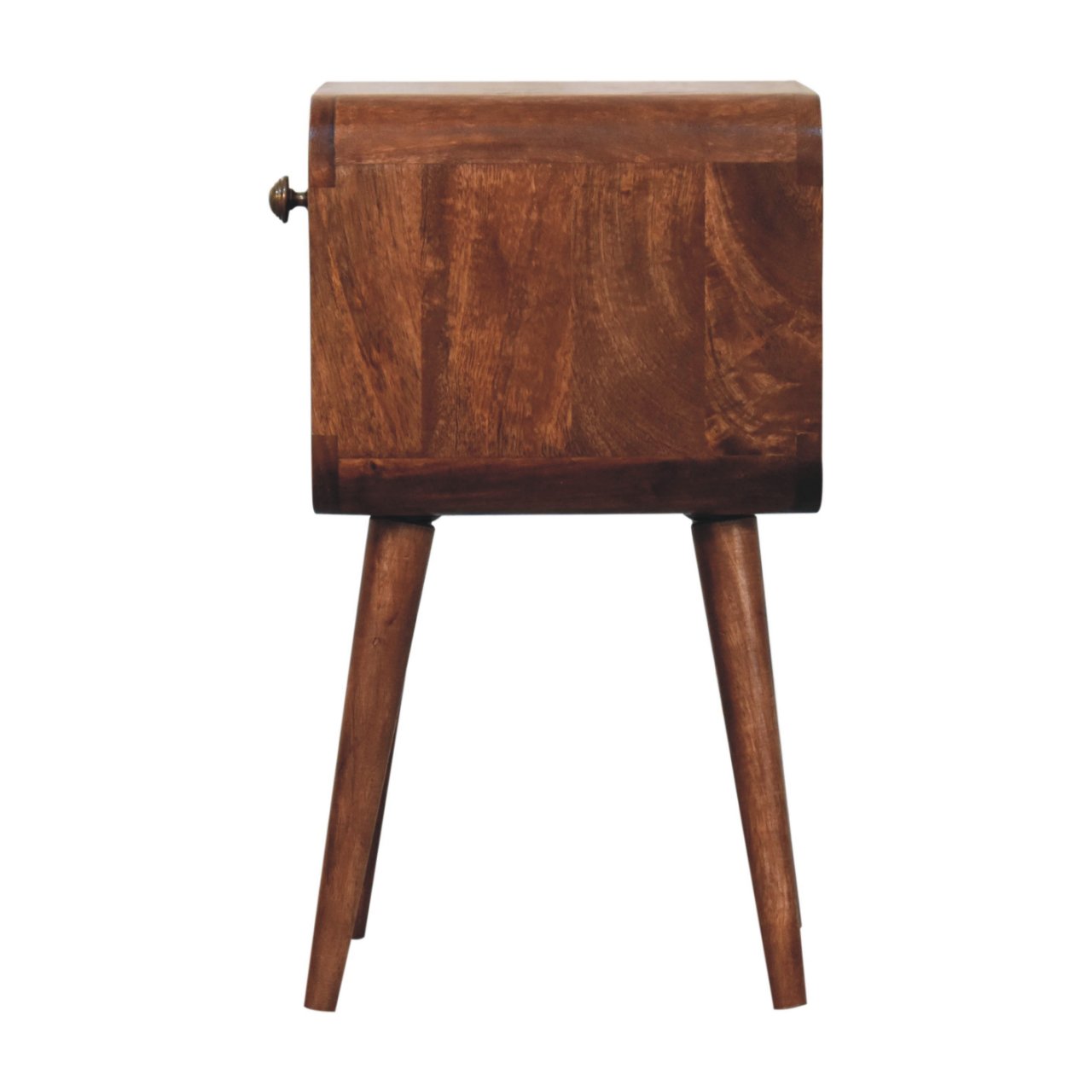 Mini Honey Caramel Curved Bedside with Lower Slot - Image 8