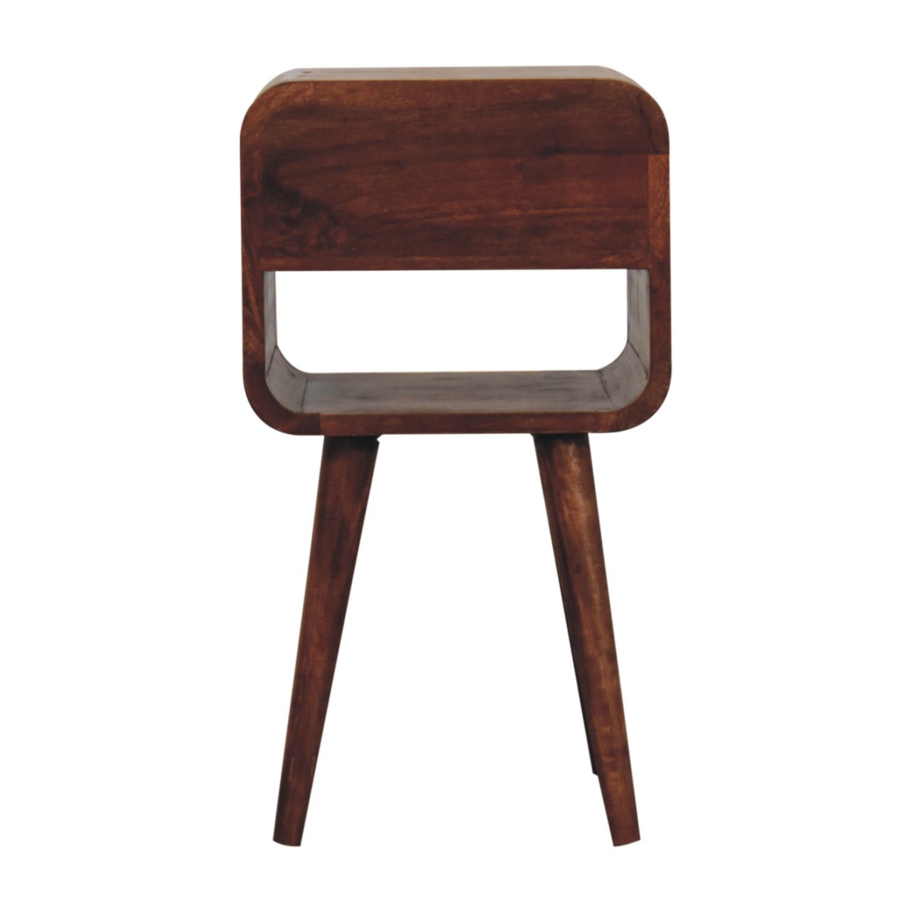 Mini Honey Caramel Curved Bedside with Lower Slot - Image 9