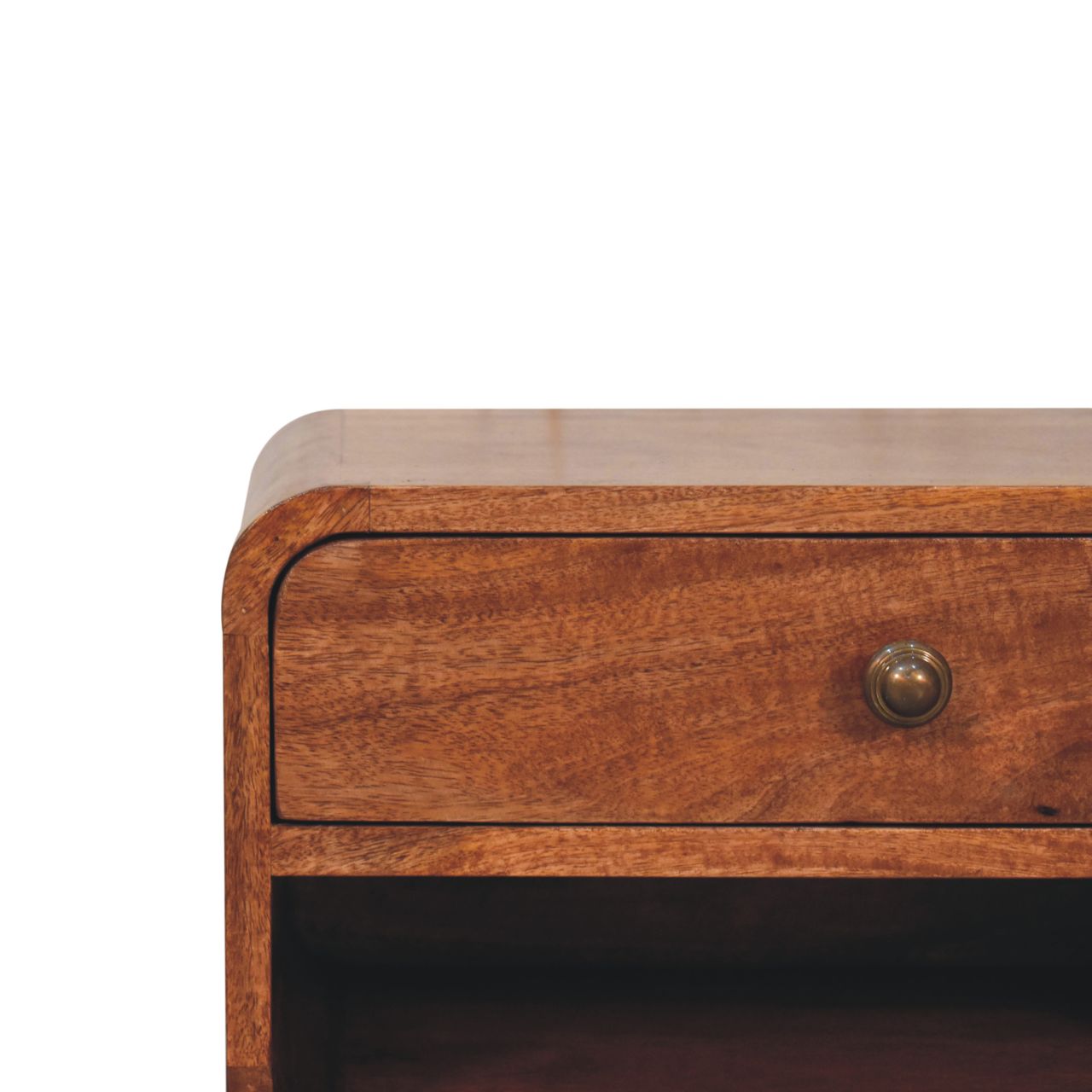 Curved Honey Caramel Wall Mounted Bedside with Open Slot - Image 3