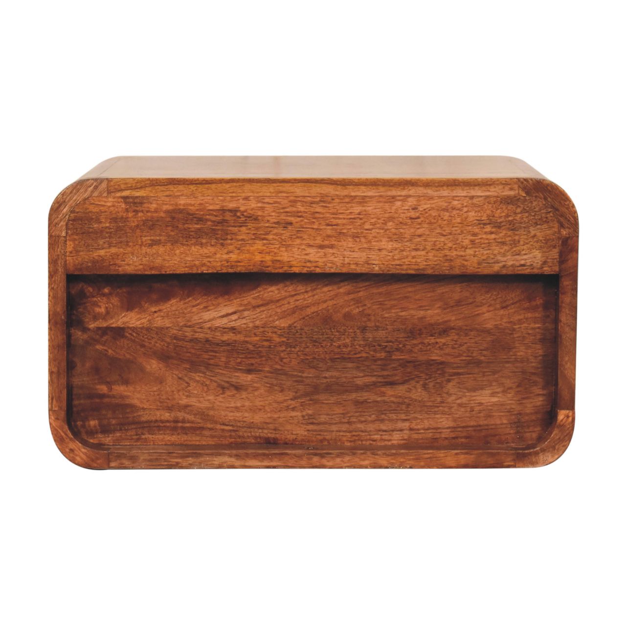 Curved Honey Caramel Wall Mounted Bedside with Open Slot - Image 7