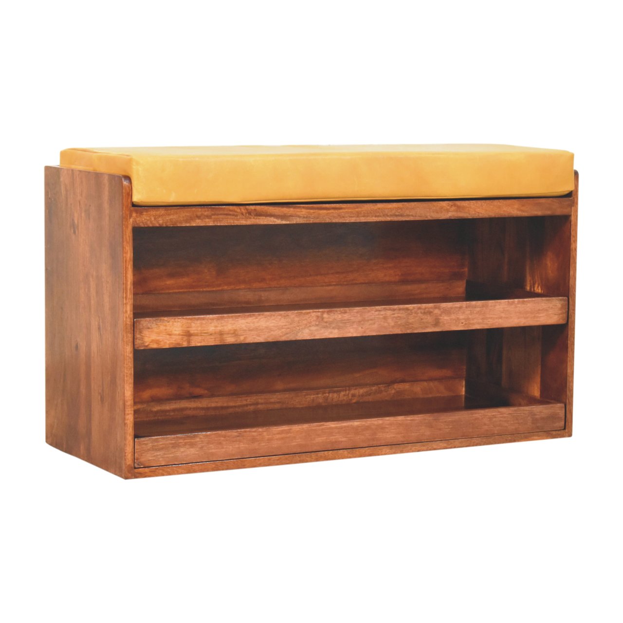 Buffalo Hide Pull out Honey Caramel Shoe Storage Bench - Image 2