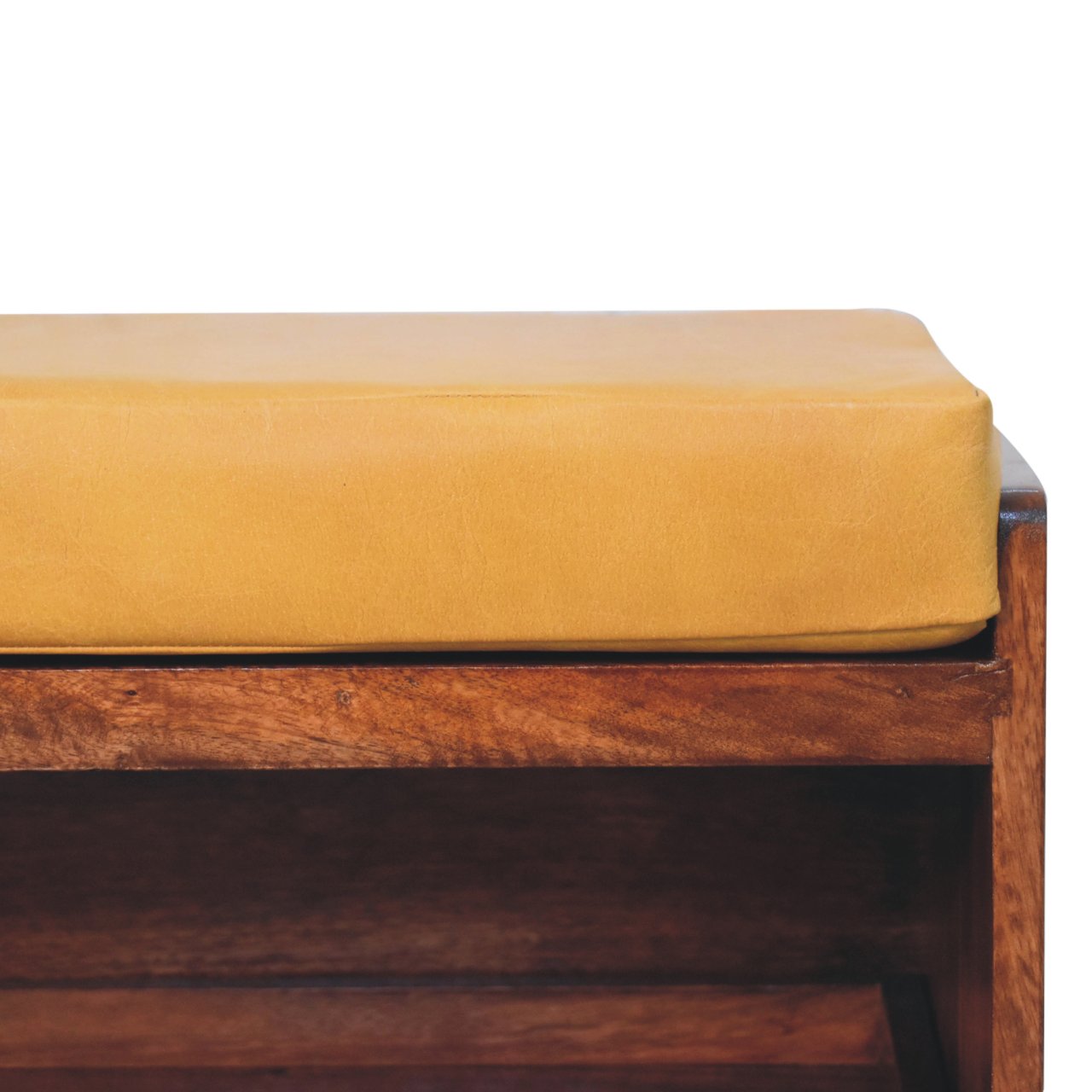 Buffalo Hide Pull out Honey Caramel Shoe Storage Bench - Image 4