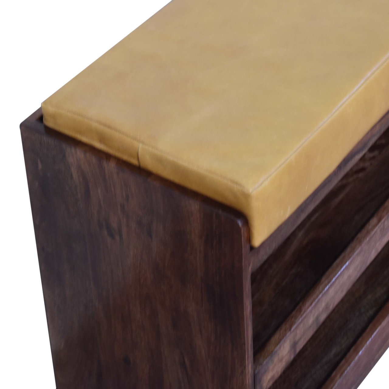 Buffalo Hide Pull out Honey Caramel Shoe Storage Bench - Image 5