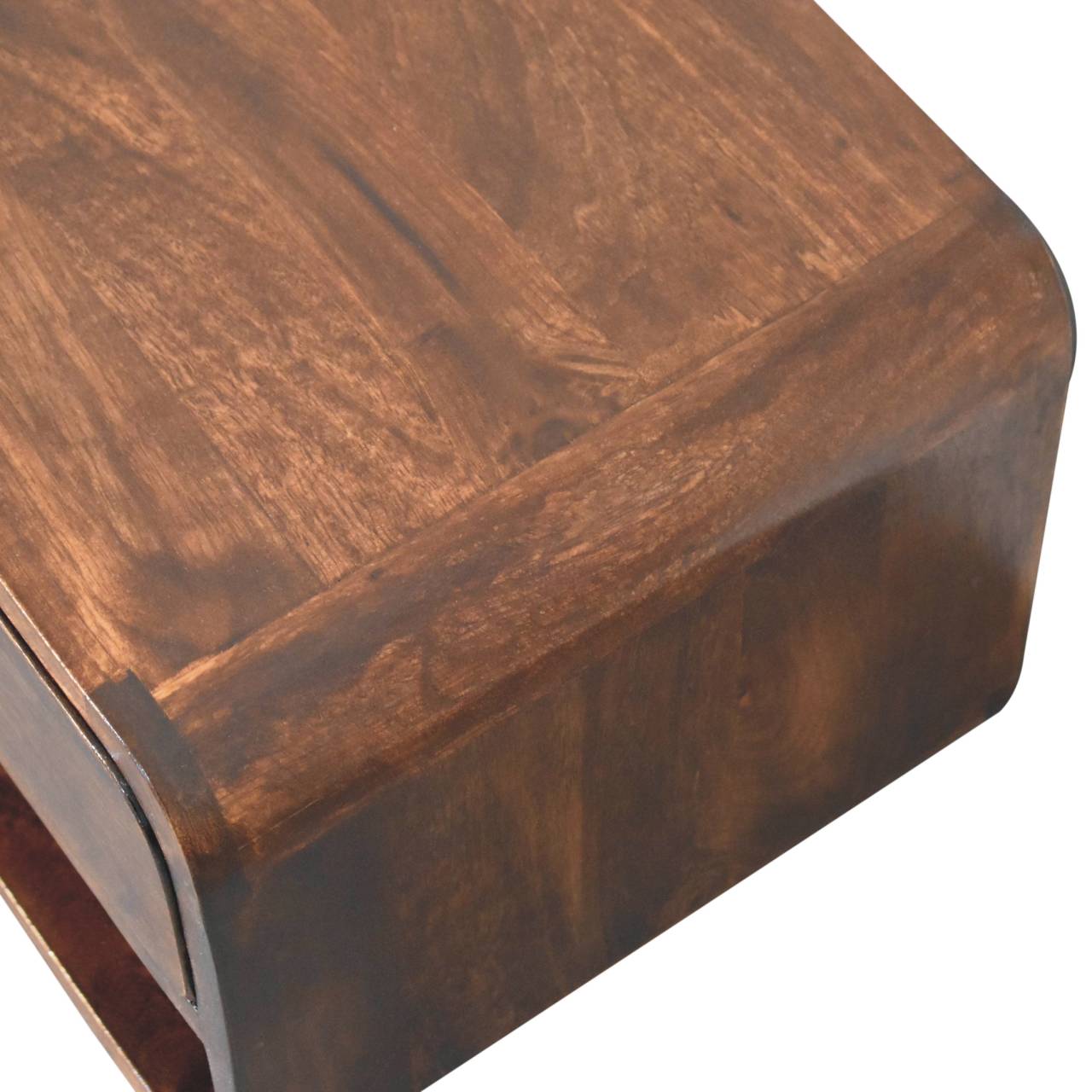 Curved California Walnut Wall Mounted Bedside with Open Slot - Image 4