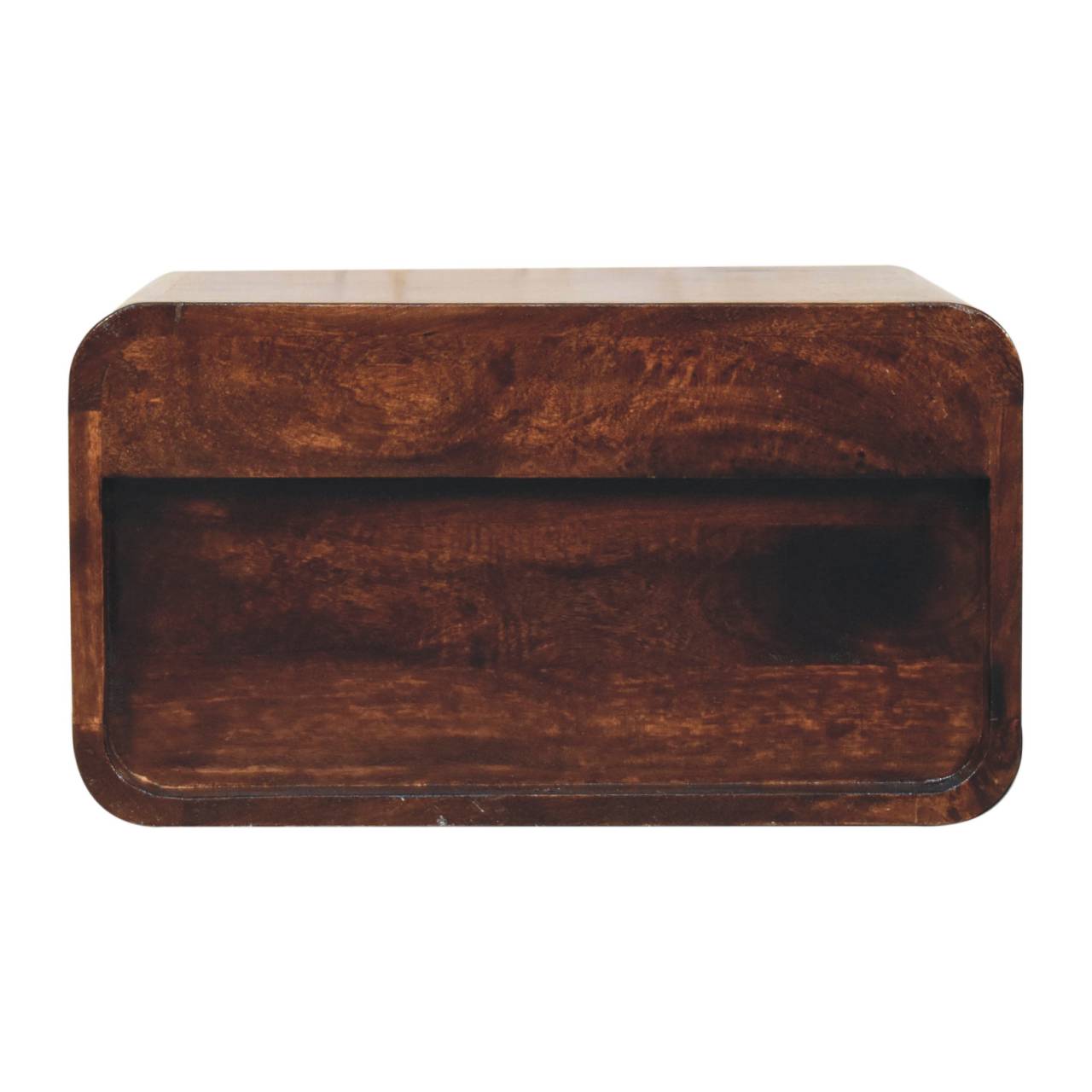 Curved California Walnut Wall Mounted Bedside with Open Slot - Image 8