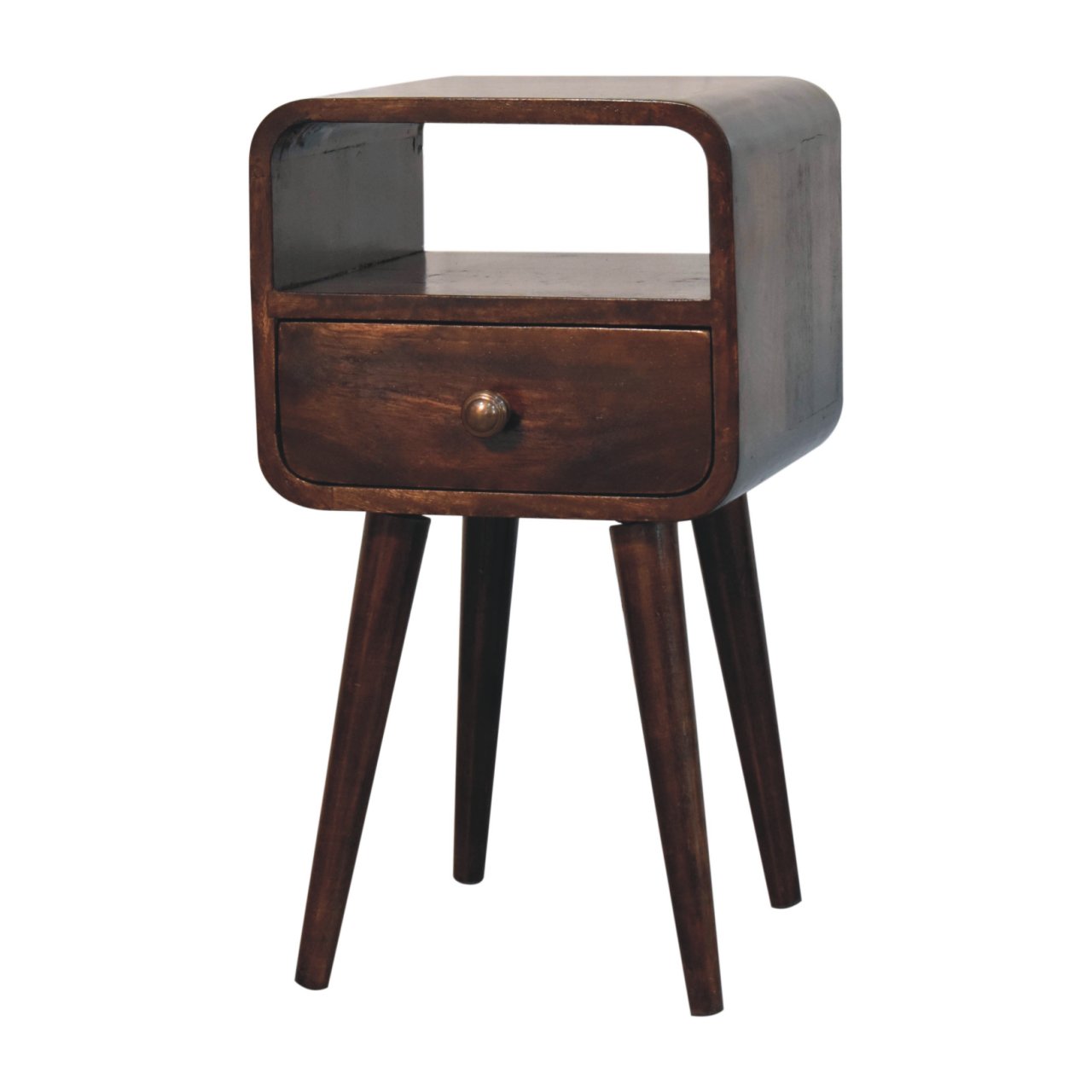 Mini California Walnut Curved Bedside with Open Slot - Image 3